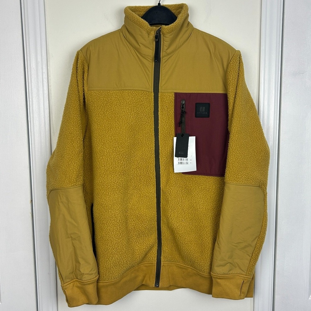 NEW Armada Mens Fleece Jacket Bronze Burgundy Full Zip Sherpa Large R00493010 - Picture 4 of 9